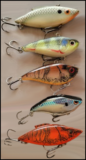An assortment of lipless crankbaits in various colors, effective for pike.