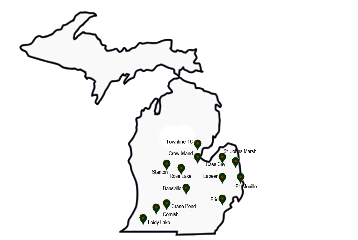 A map of Michigan's pheasant release site